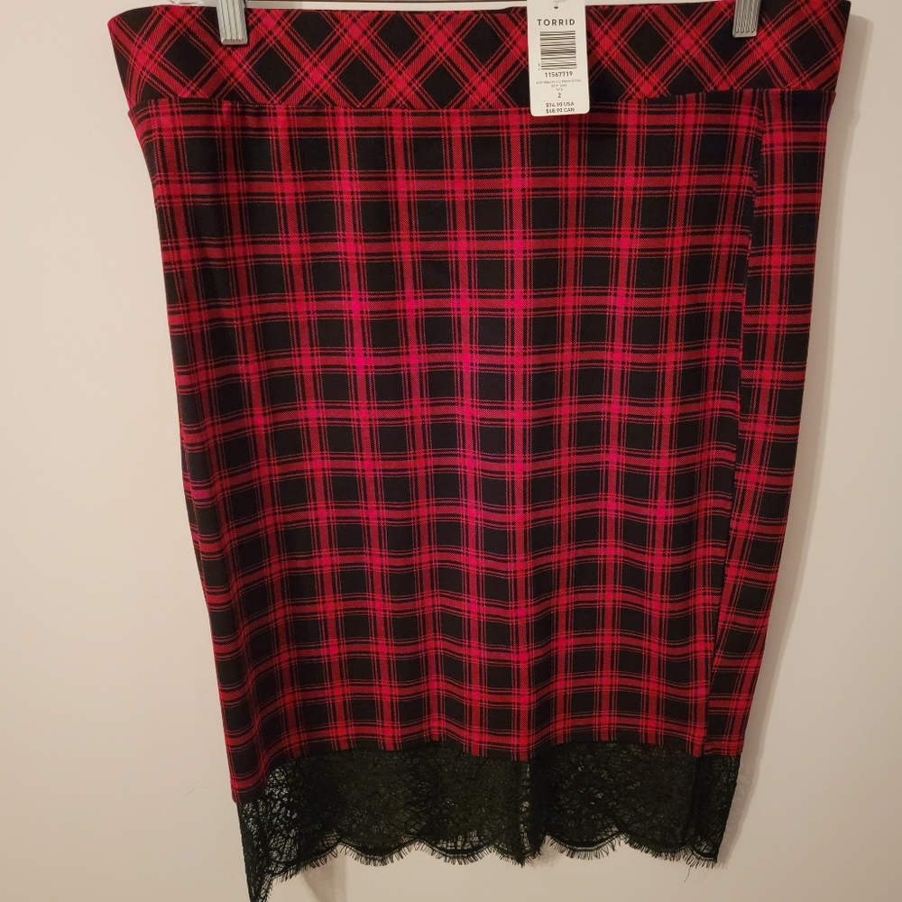 Torrid red and black checkered skirt. Size 2.